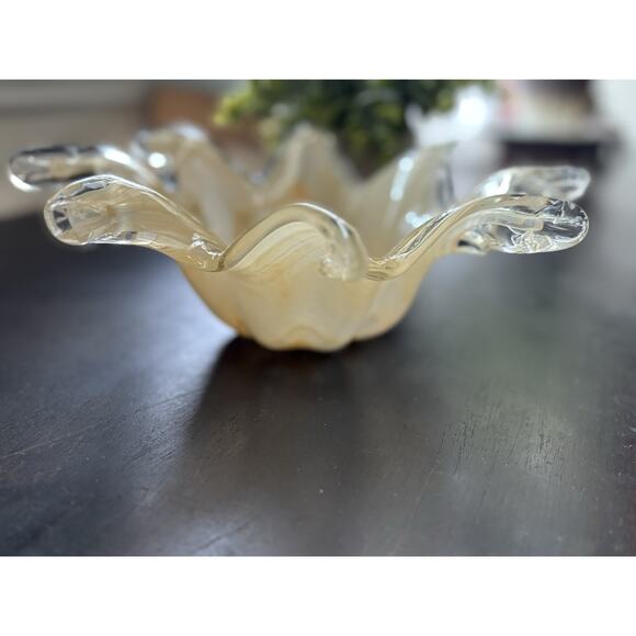 Murano Glass Bowl Dish Vintage Mid Century Modern, Amber Brown, Blown Italy - Picture 6 of 11